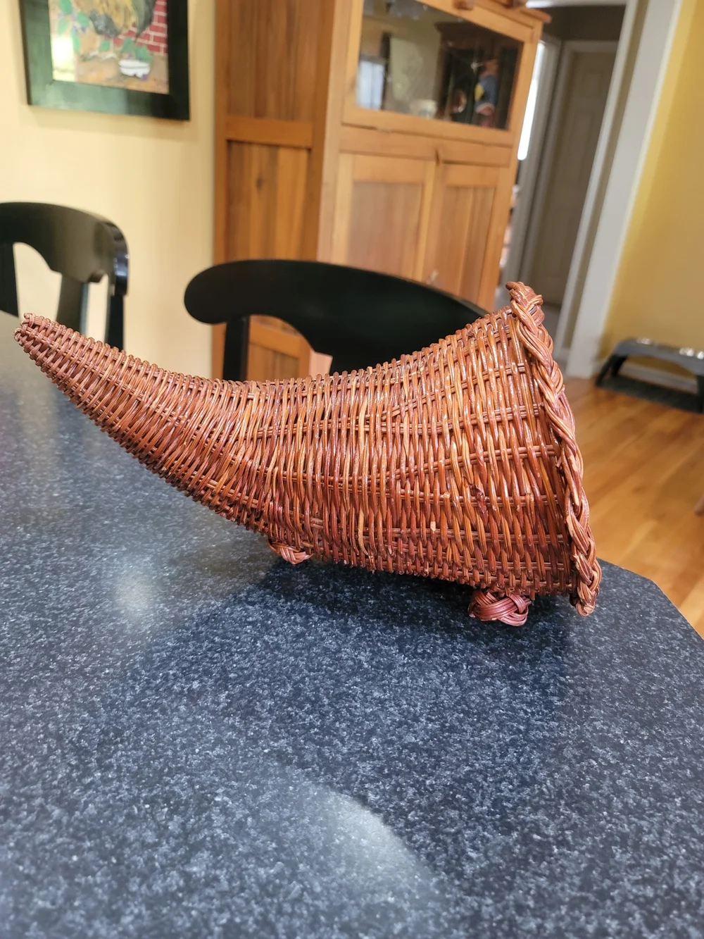 Woven Rattan Cornucopia Basket - Brown